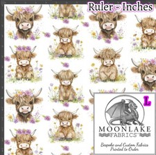 Floral Highland Cow Fabric