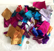 100 grams of tiny silk scraps, for crafts, slow stitch junk journalling (lotB)