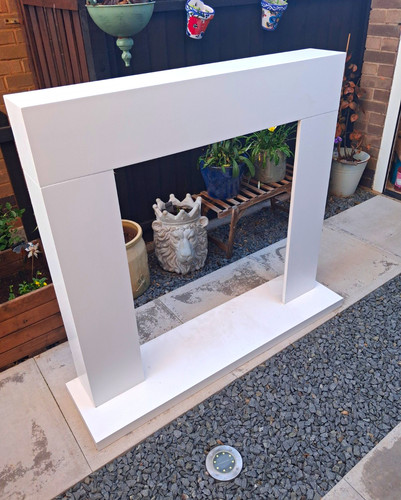 Modern white wood fireplace - modern,