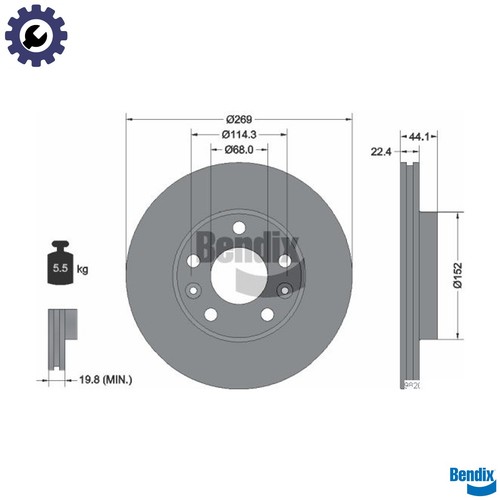 Brake disc bds1240 - 2x, for