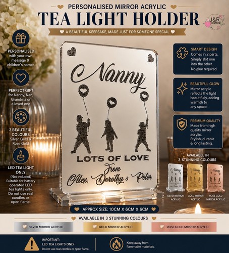 Personalised tea light holder - tea,