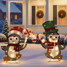 Set of 2 2D Lighted Penguin