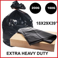 BLACK HEAVY DUTY BIN LINERS BAGS RUBBISH WASTE REFUSE SACKS 200G 160G STRONG