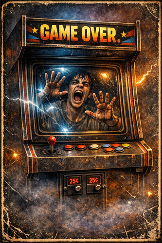 Retro horror arcade poster - horror,