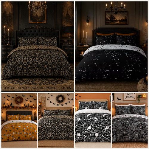 Damask halloween duvet - damask,