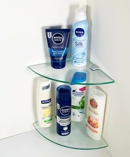 2 Tier Glass Corner Floating Storage shelves Shelf Bathroom Shower