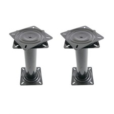 Pair of 14" Tall Seat Pedestal, 360° Seat Swivel, Black Steel, Boat Caravan