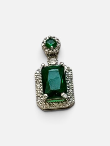 Green crystal pendant silver - crystal,