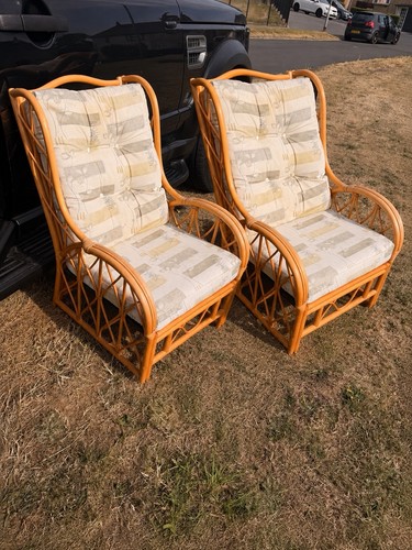 Pair vintage cane rattan - of, cane/rattan