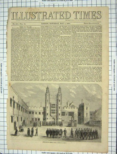 Original old antique print - old,