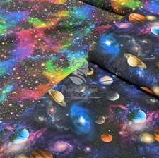 Space Theme Galaxy Planets Stars Kids100% COTTON Fabric - Extra Wide 142cm