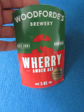 WOODFORDE'S BREWERY WHERRY ALE BEER PUMP SIGN