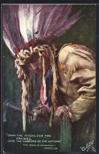 Postcard indian chief with - postcard,
