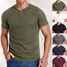 Mens Button Neck T-Shirt