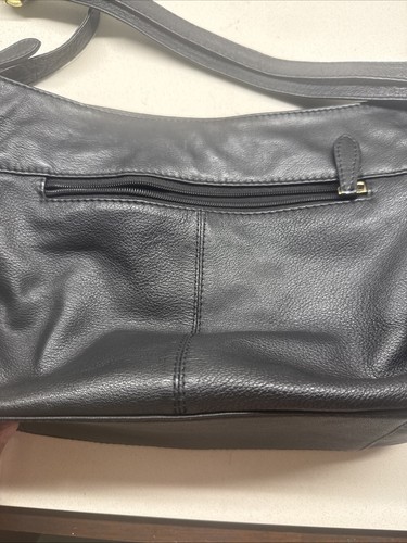 Black leather shoulder - leather, bag