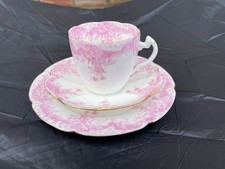 FOLEY BONE CHINA RARE TEA CUP SAUCER & PLATE, FLORAL DESIGN, PINK/WHITE, NO 5892