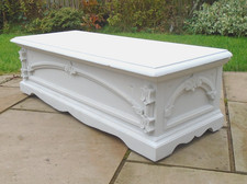 3' Modern Antique Style Carved Grey Painted Ottoman Blanket Chest Trunk Toy Box