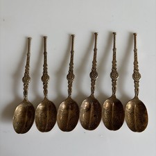 Collection of 6 Vintage Brass* Replica Anointing Souvenir Spoons Made in England