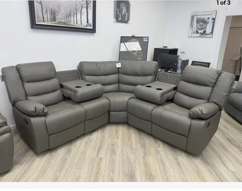 Recliner grey leather corner - recliner,