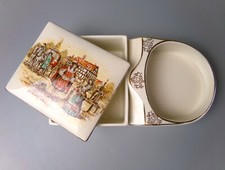 Sandland Ware Jewellery Box w/Trinket Tray attached. Vintage. HOSTESS Olden Days