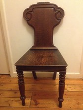 Exceptional Quarter Sawn Oak William IV Neo Gothic Carved Hall Chair Salon