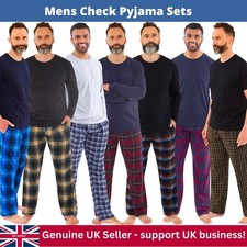Mens Pyjamas Sets Cotton Check