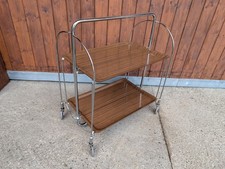 Dinette Serving Trolley Tea Trolley Table Side Table Bar Chrome 70s Walnut 11