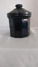 Vintage Black  Apothecary Jar with Lid  Art Deco Style Vanity Storage Pot