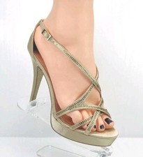 Light Gold Diamante Stud shoes 4.5'' heel 1'' Platform