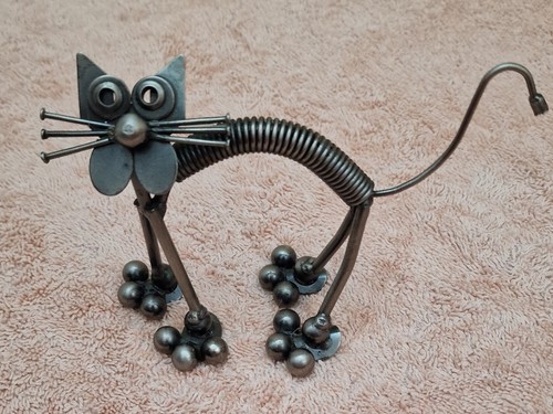 Scrap metal cat sculpture - metal,