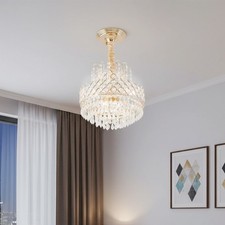 Small Ceiling Lights LED Crystal Chandelier Cool White Pendant Light Living Room