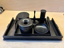 Antique Victorian Ebony Dressing Table Vanity Set 7 Pieces c.1900 Real Ebony