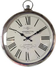 Large Silver Pocket Watch Wall Clock- Perfect for any Living Room, Dining Rooms