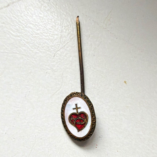 Antique enamel sacred heart - antique,