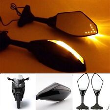 Black LED Integrated Turn Signal Mirrors For Kawasaki Ninja 250 650R ZX6R ZX10R