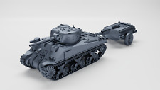 WW2 USA SHERMAN M4A4 CROCODILE + TRAILER, 3D PRINTED, MANY SCALES AVAILABLE