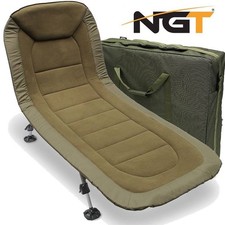 NGT Fishing Bed Chair XPR Carp 6 Leg Adjustable Fleece Lined Bedchair with Case