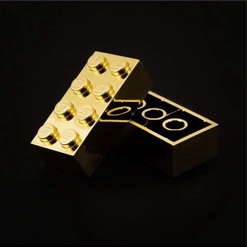 Lego chrome gold brick 2x4 - chrome,
