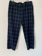 M&S Collection Tartan Trousers UK 16 Black Blue Green Scottish Crop