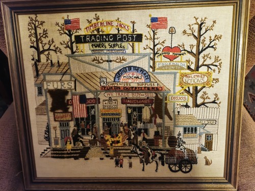 Vintage folk art village - art,