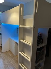 IKEA Samstad High Sleeper Bed with Wardrobe, Desk & Mattress