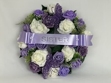 Heart Artificial Funeral Flowers Wreath Memorial Grave Tribute dad brother mum
