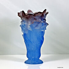 Daum, Nancy large paté de verre orchid or bearded iris glass vase