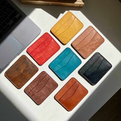 Leather card holder wallet - holder,