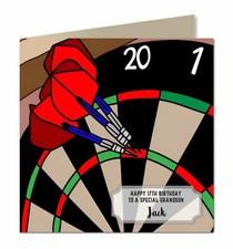 Birthday Card for Grandson, Son, Dad, Brother, Friend, Darts, Personalised, M134