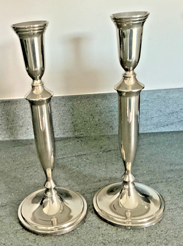 Silver plate candlesticks - plate, pair