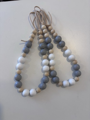 Pair wooden beaded curtain tie - pair,
