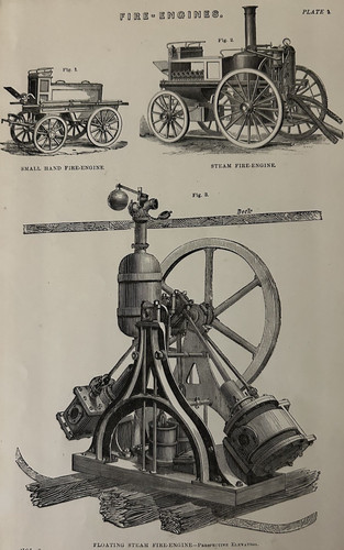 Antique print fire engines - print,