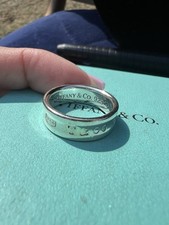 Authentic Tiffany & Co Ring 1837 Classic Concave 925 Sterling Silver   size P/8