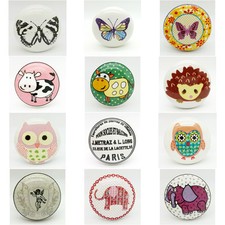 Children's Room Ceramic Door Knobs Drawer Pulls Cupboard Porcelain Handle UK